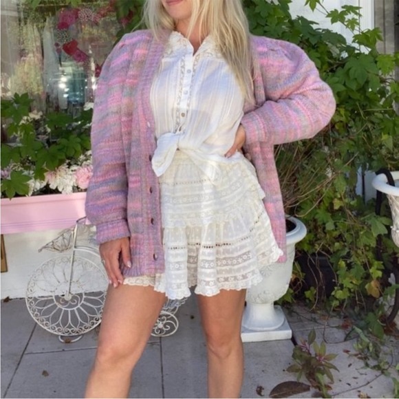 Love Shack Fancy - Wilford Boyfriend Cardigan in Pink Cloud - Picture 6 of 14